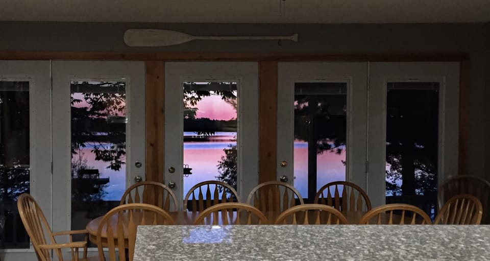 Sunset views from the kitchen and living room (this photo was before the reno!)