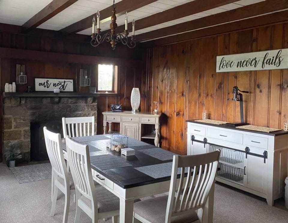 Oversized dining room which also includes a bar area and service area