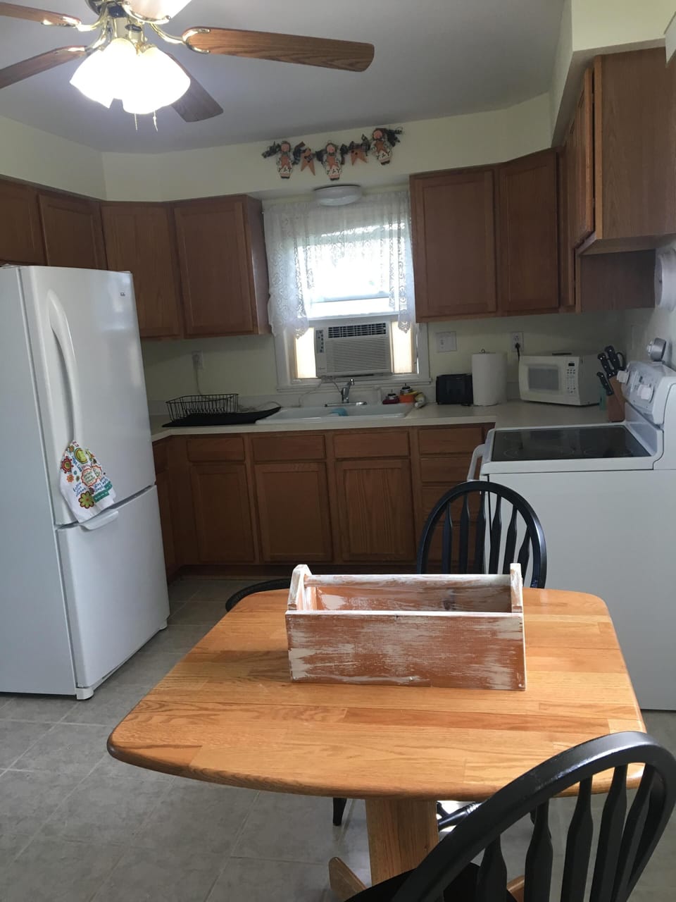 Kitchen and dining room table.