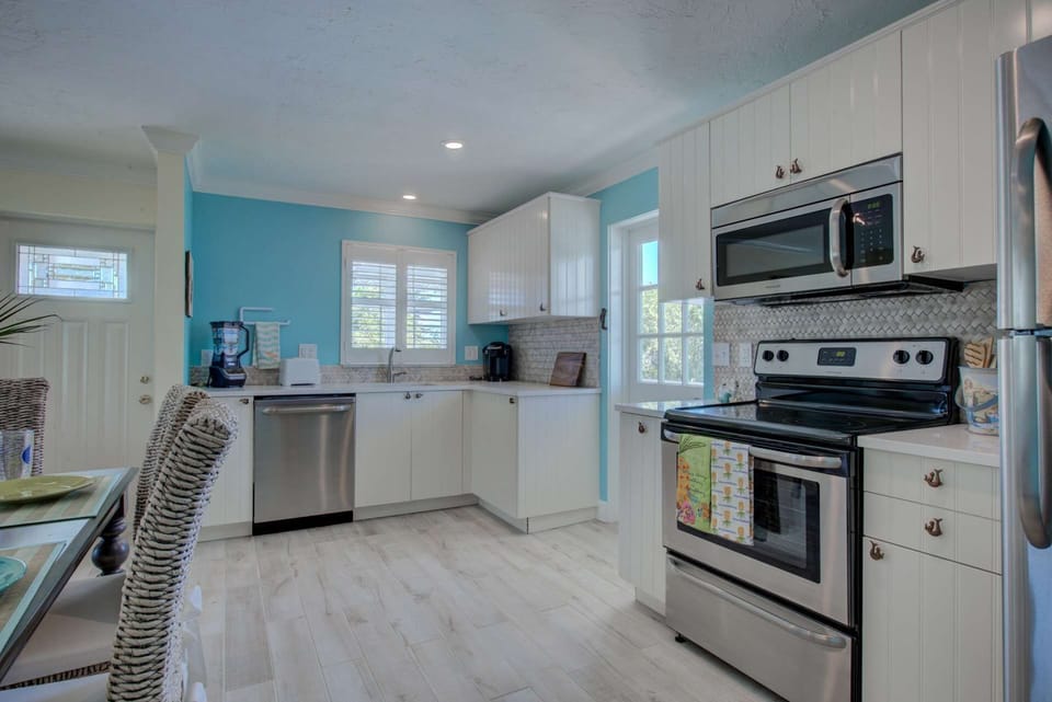 Good size new kitchen all in Stainless Steel and fully stocked.  Just add your favorite foods.