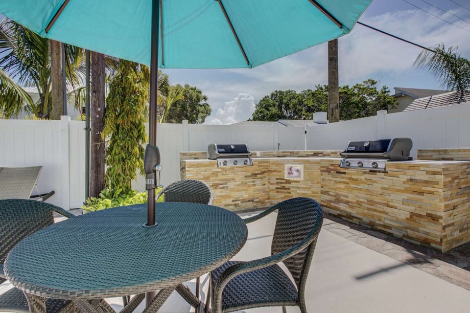 LuLu's Key house has a barbecue grilling station at the pool.  Cheeseburger anyone?
