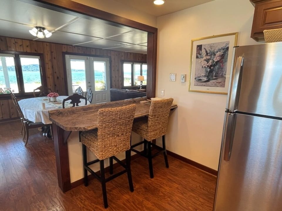 Kitchen open to dining area