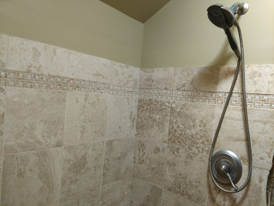 A hot shower in crystal clear spring water is a great way to end your day