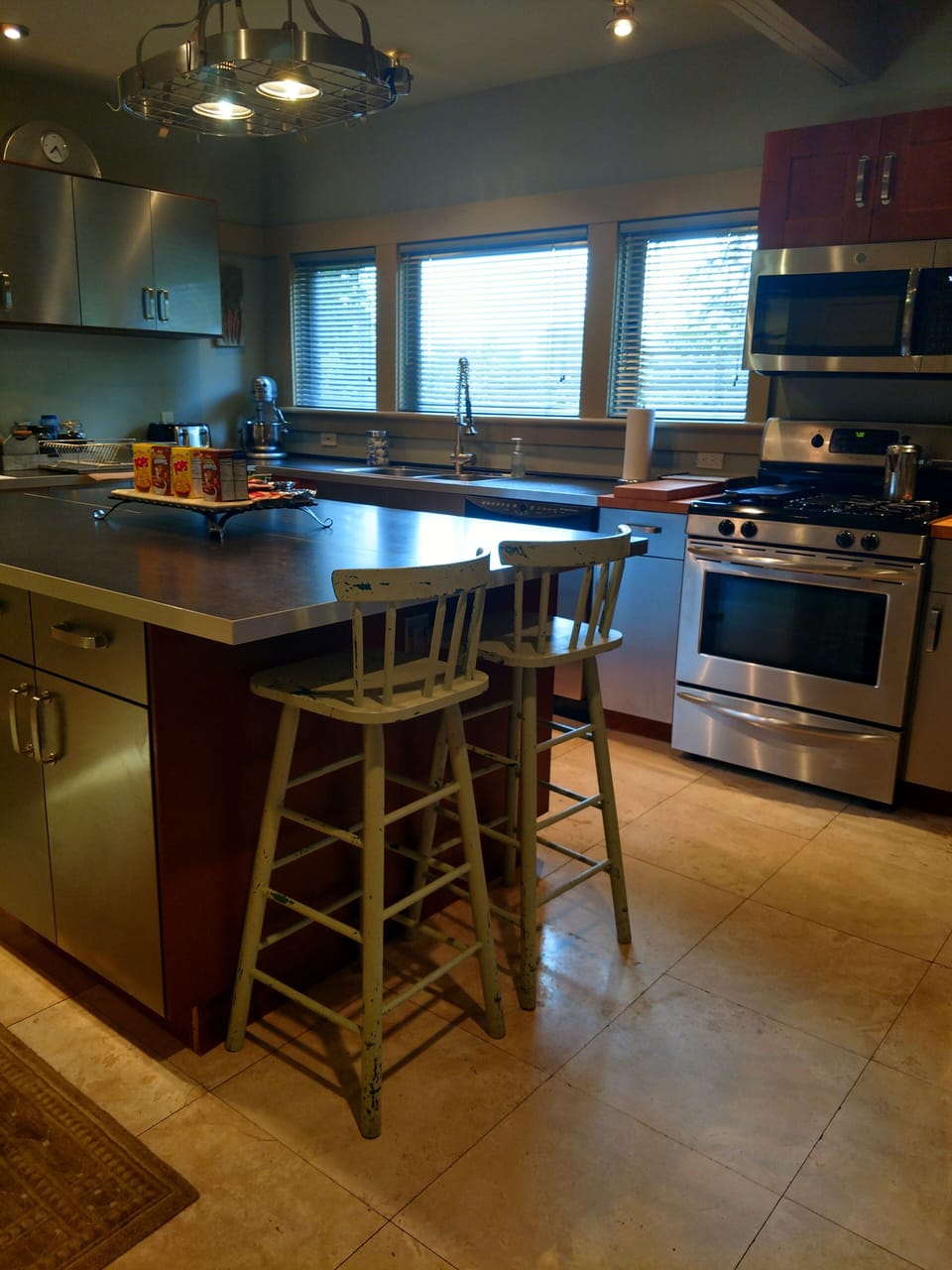 Friends often gather around the island to socialize and graze the finger food 