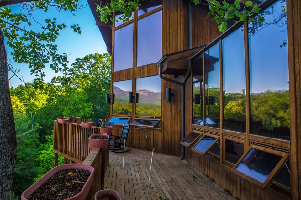 Huge windows and wrap around decks to capture the views