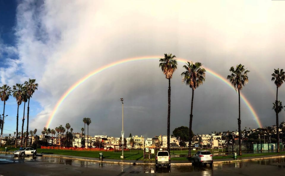 View of a rainbow over Lagoon Park 