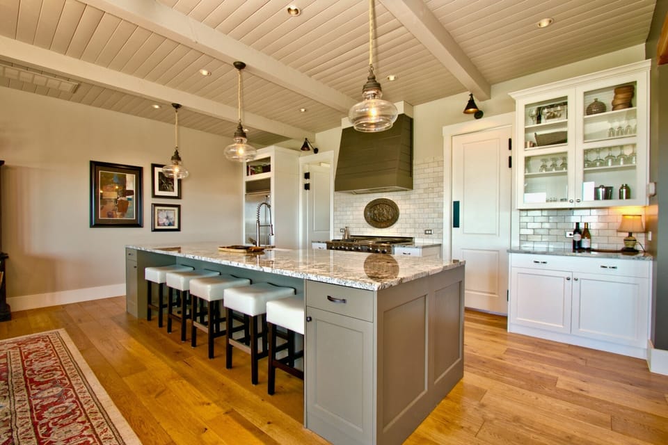 Main kitchen.  Large island for seating and prep.