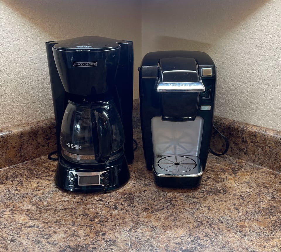 Both Keurig and drip coffee makers available.