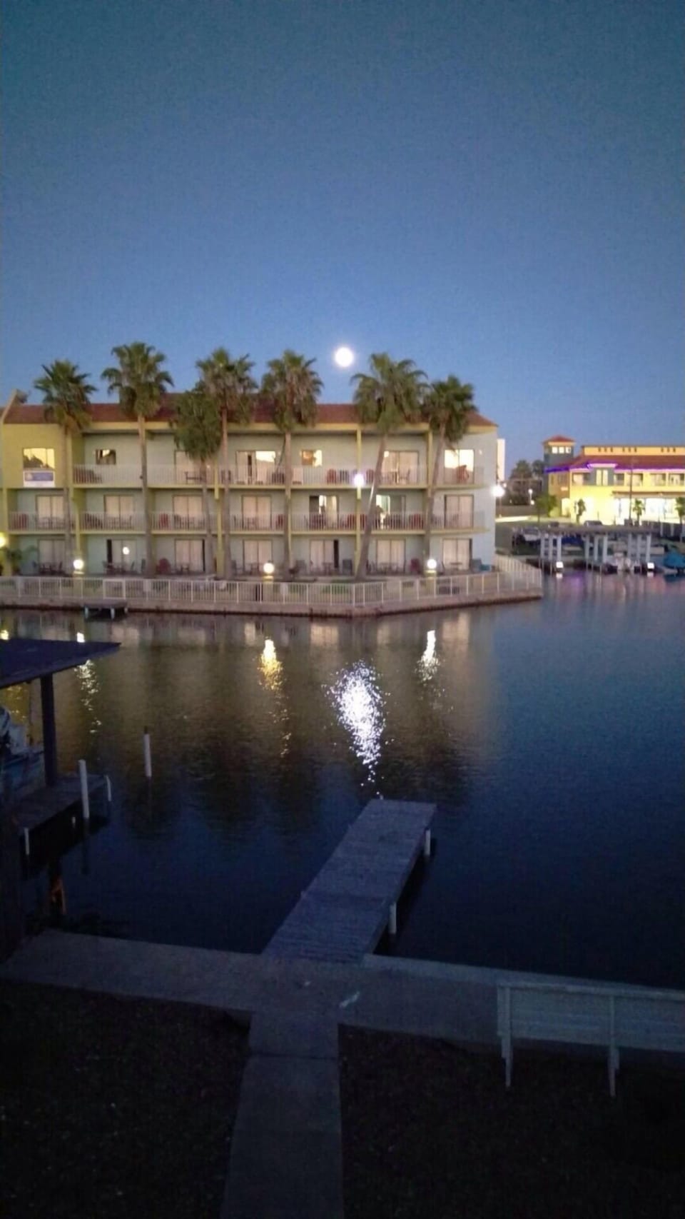 Moonlit night from our patio looking down to the dock