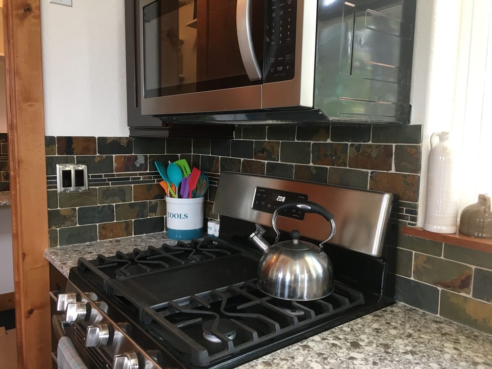 Gas stove with cooking utensils 