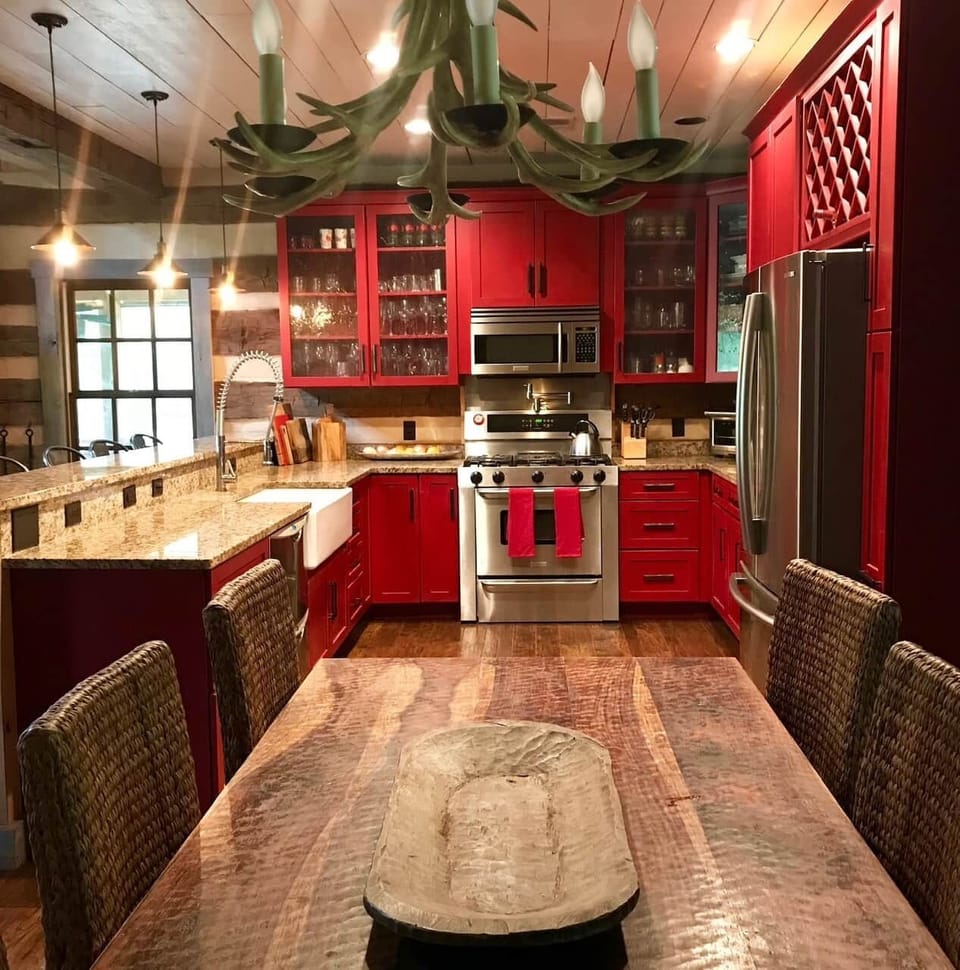 Our gourmet kitchen with stainless steel appliances. Don't want to cook? Book our chef..