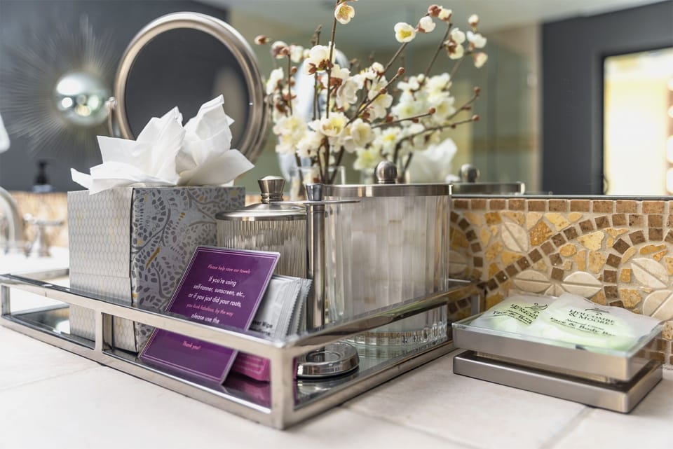 Luxury in Every Detail – From high-end toiletries to a spacious walk-in shower, this bathroom is equipped for a pampering, five-star experience.
