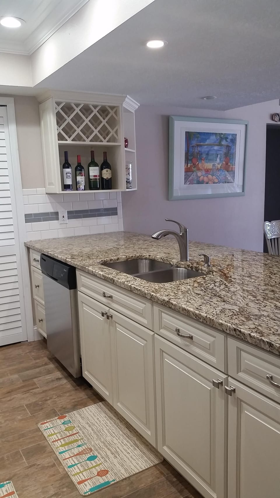 Kitchen overlooking the living area. 