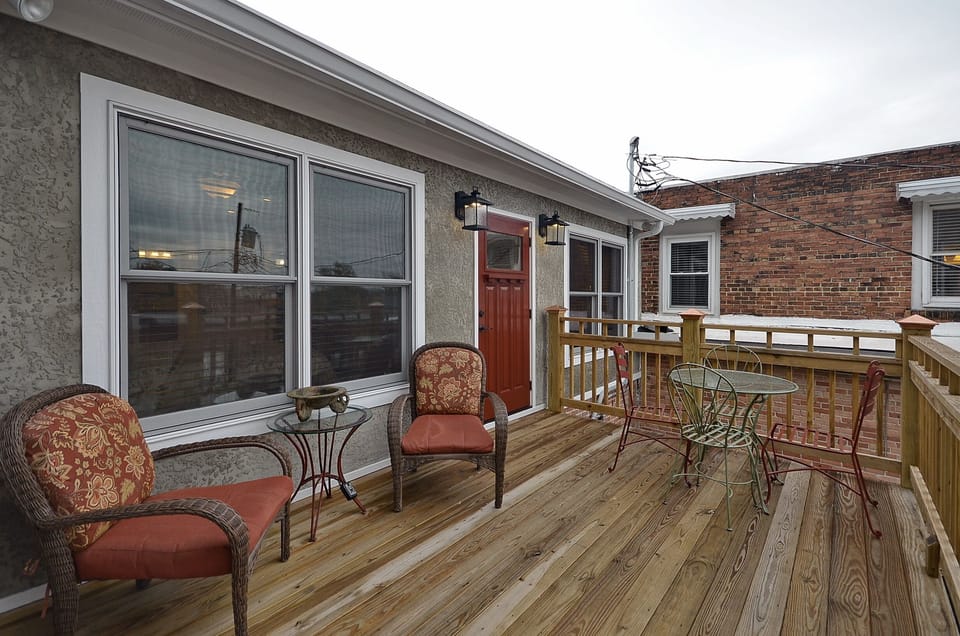Back deck ideal for entertaining and enjoying Hendersonville's four seasons