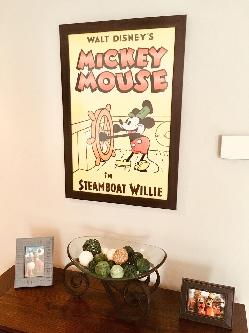 Steamboat Willie artwork in the upstairs hall.