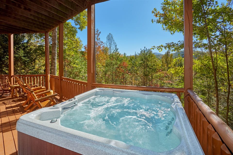 Hot tub on lower level deck