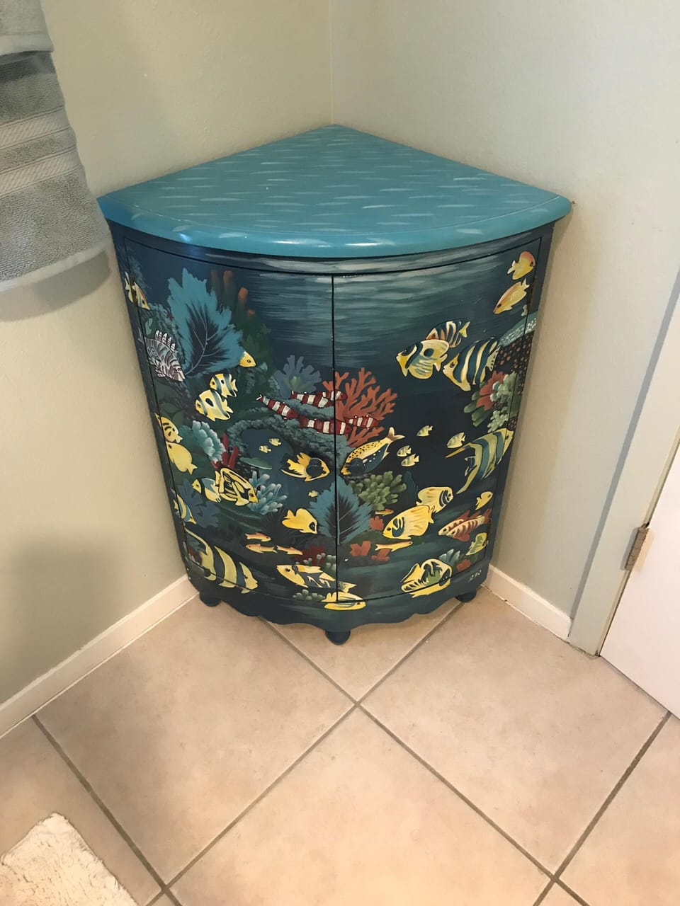 ocean themed hand painted cabinet 
