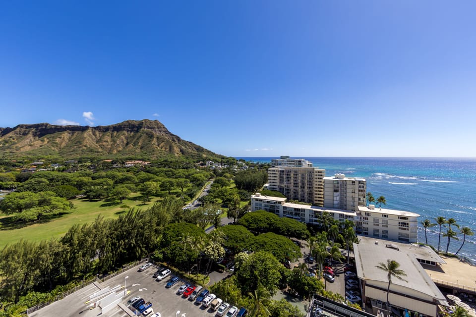 View - View from the unit over-looking iconic Diamond Head and the coastline.