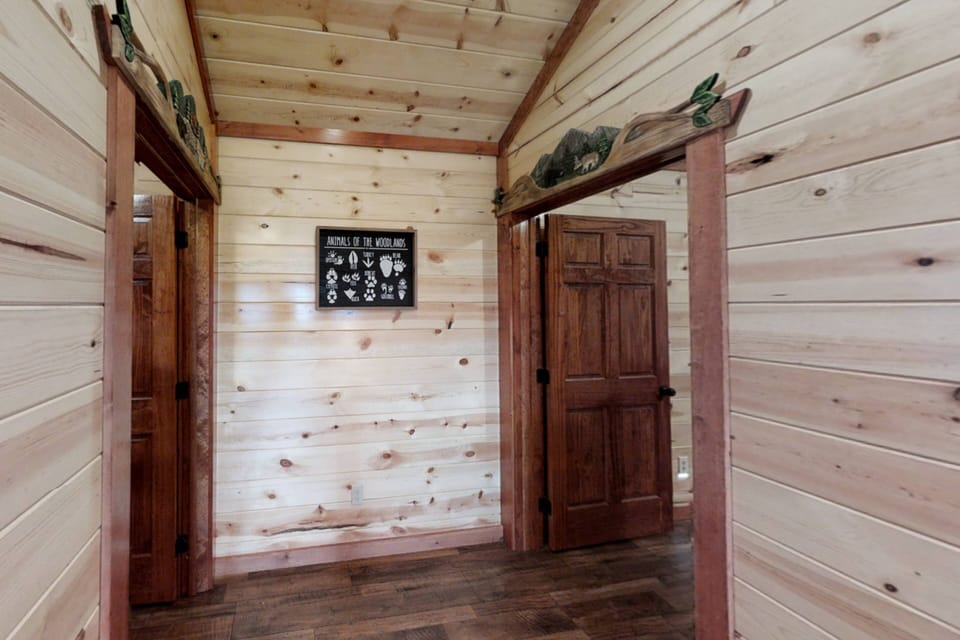On this end, you'll find bedrooms on each side.