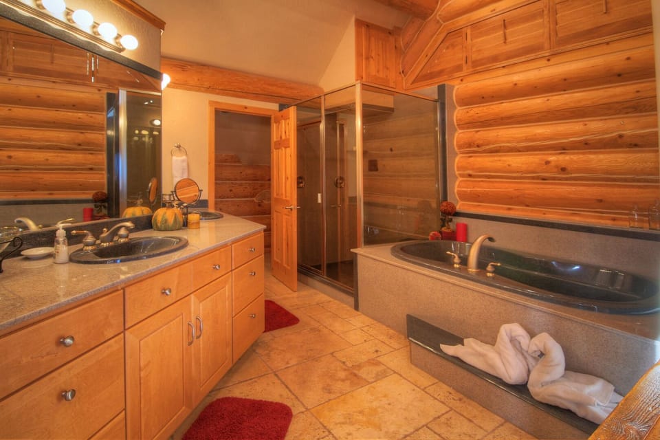 Master bath with jetted tub, shower