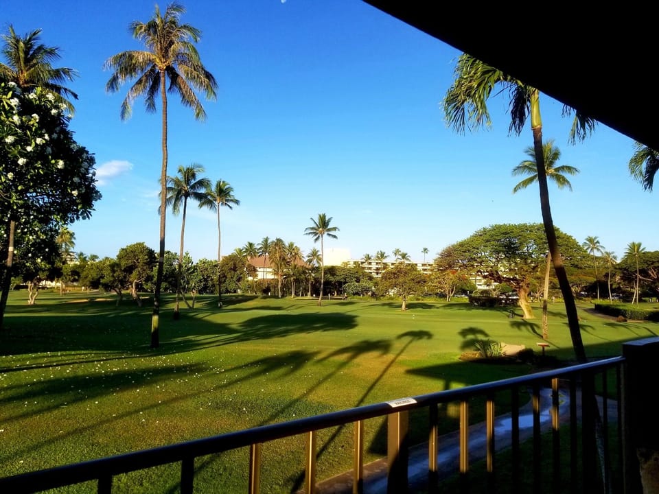 Front View from Lanai of Golfcourse towards Black Rock.
