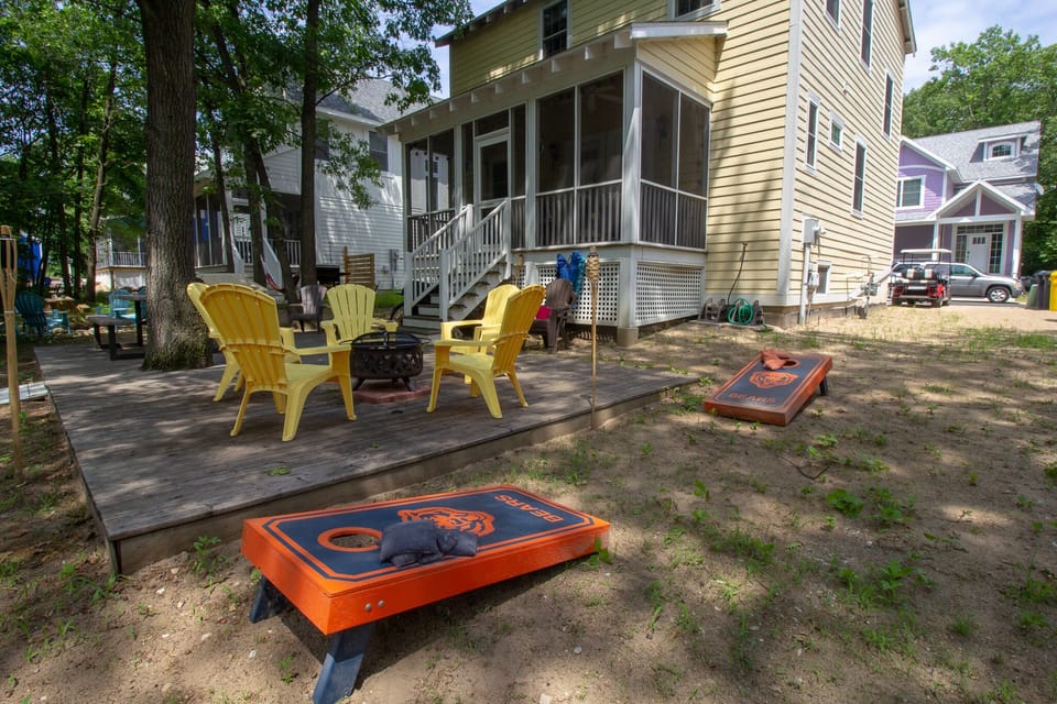 Outdoor Living | Fire Pit - outside seating for all while enjoying the fire pit, there is a propane gas grill to enjoy as well