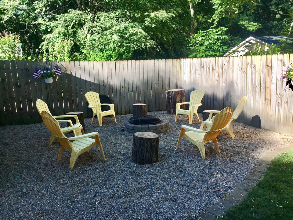 Fire pit in the backyard