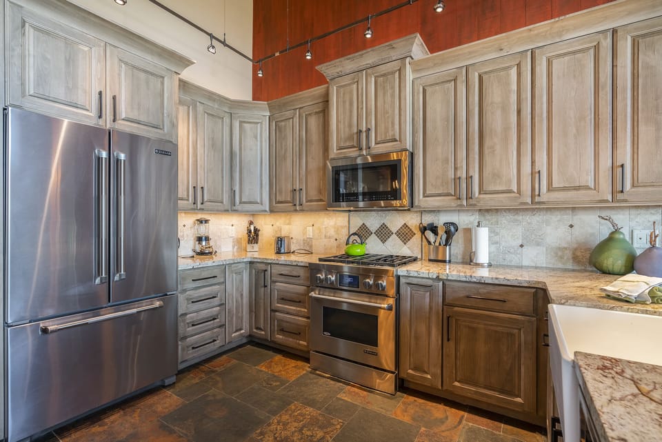 Remodeled kitchen with stainless steel appliances 