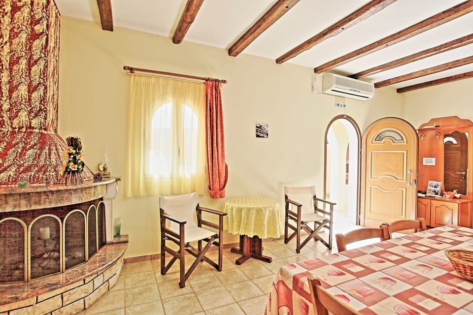 Fireplace and table for two