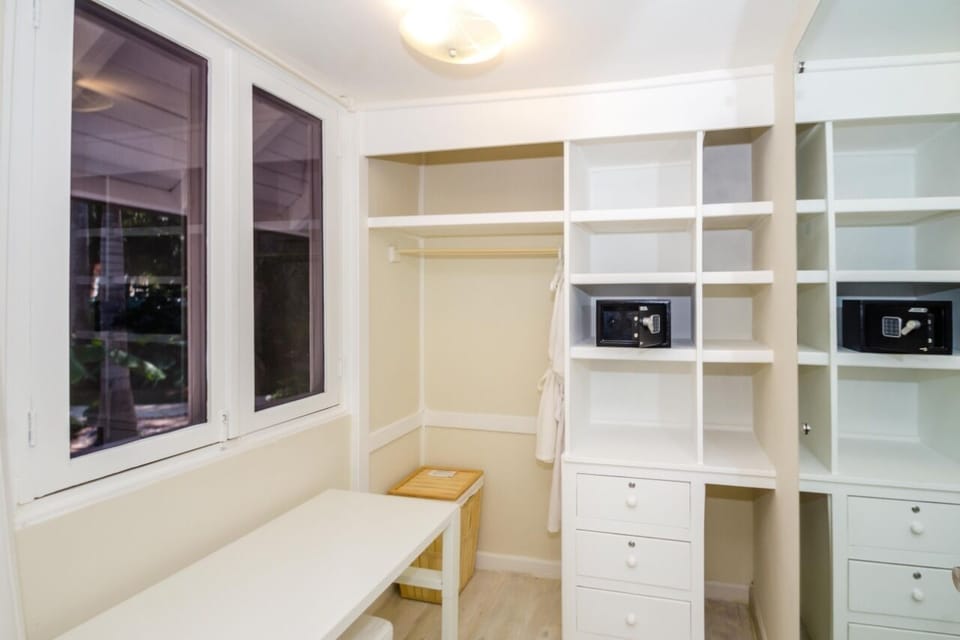 Casita 1B closet off new private bathroom;  Queen bedroom