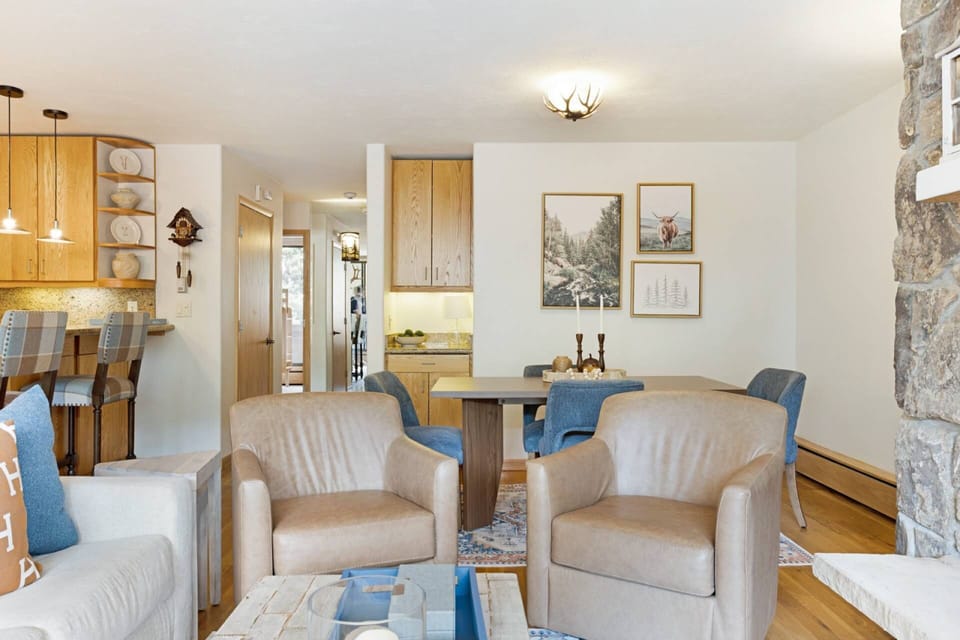 Enjoy the open flow to the dining and kitchen from the living area.
