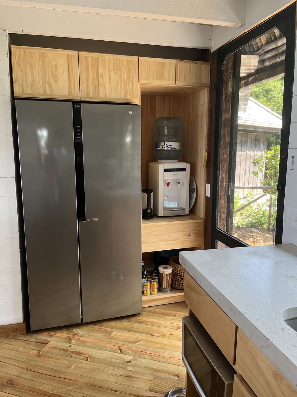 Fridge and beverage area