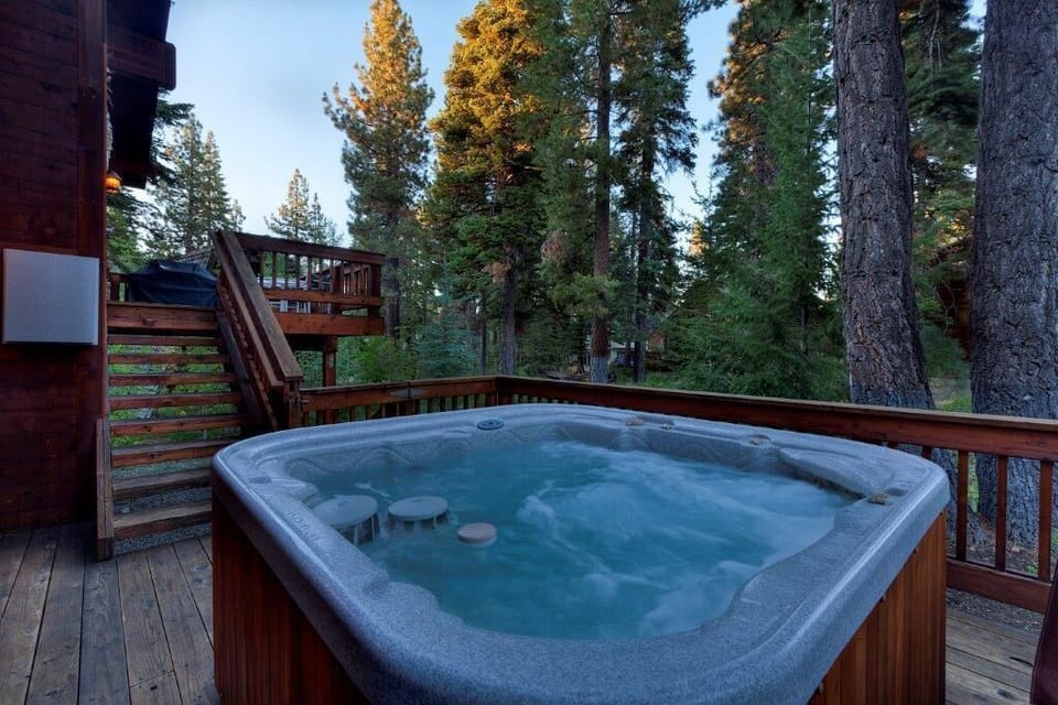 Private hot tub on the lower back deck