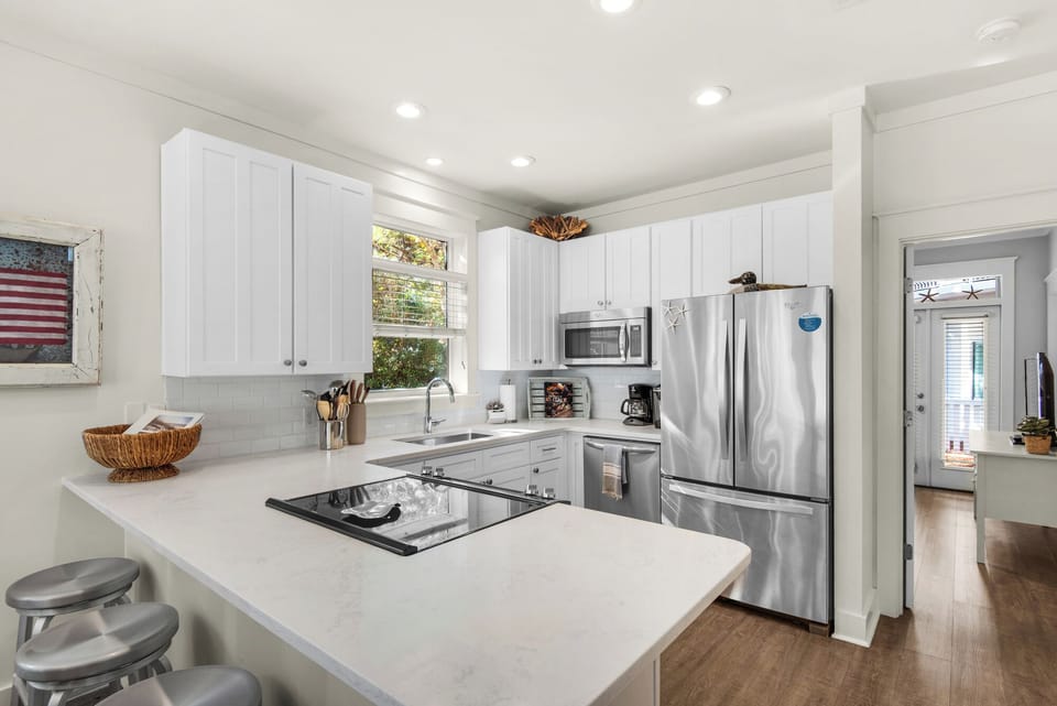Fully outfitted kitchen that integrates with living spaces