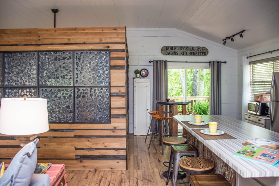 Custom privacy wall made of wood & iron.