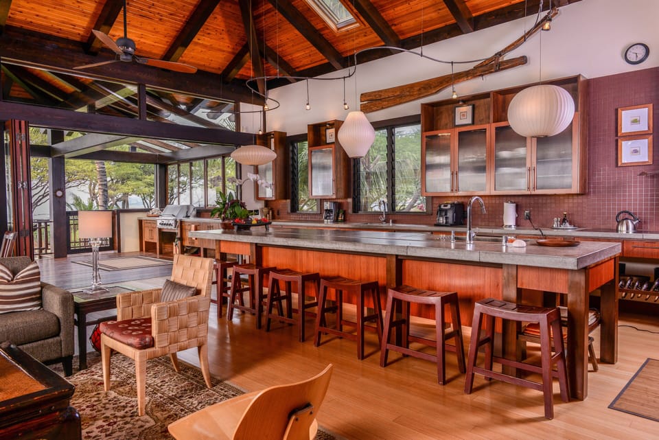 Large open kitchen with every item imagined including espresso  
maker