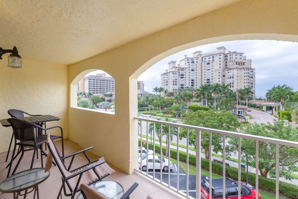 Enjoy sunsets and a peak at the gulf from the front patio.  