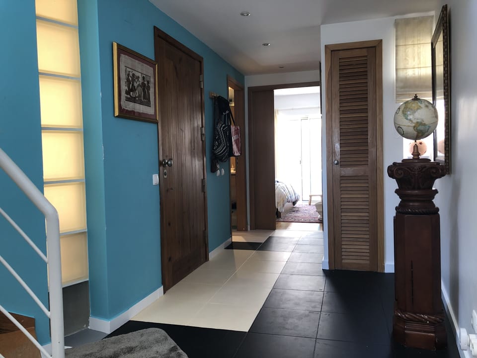 Upstairs bathroom with stand up shower. Bathtub is in downstairs bathroom. 