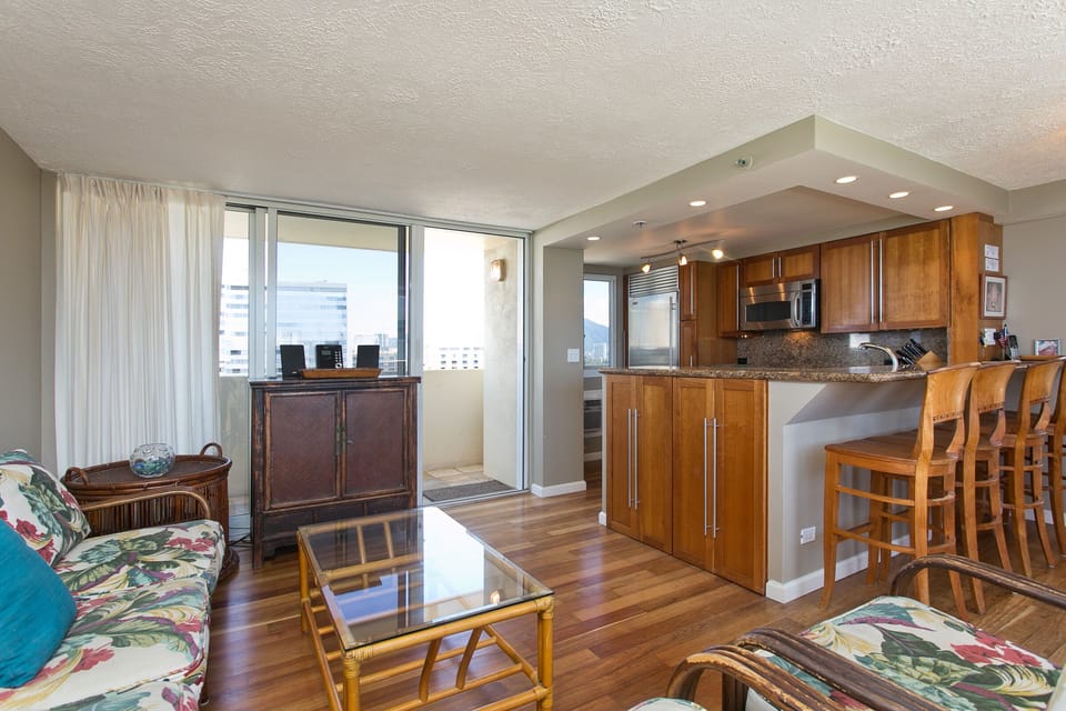 Hardwood floors and full length sliding doors