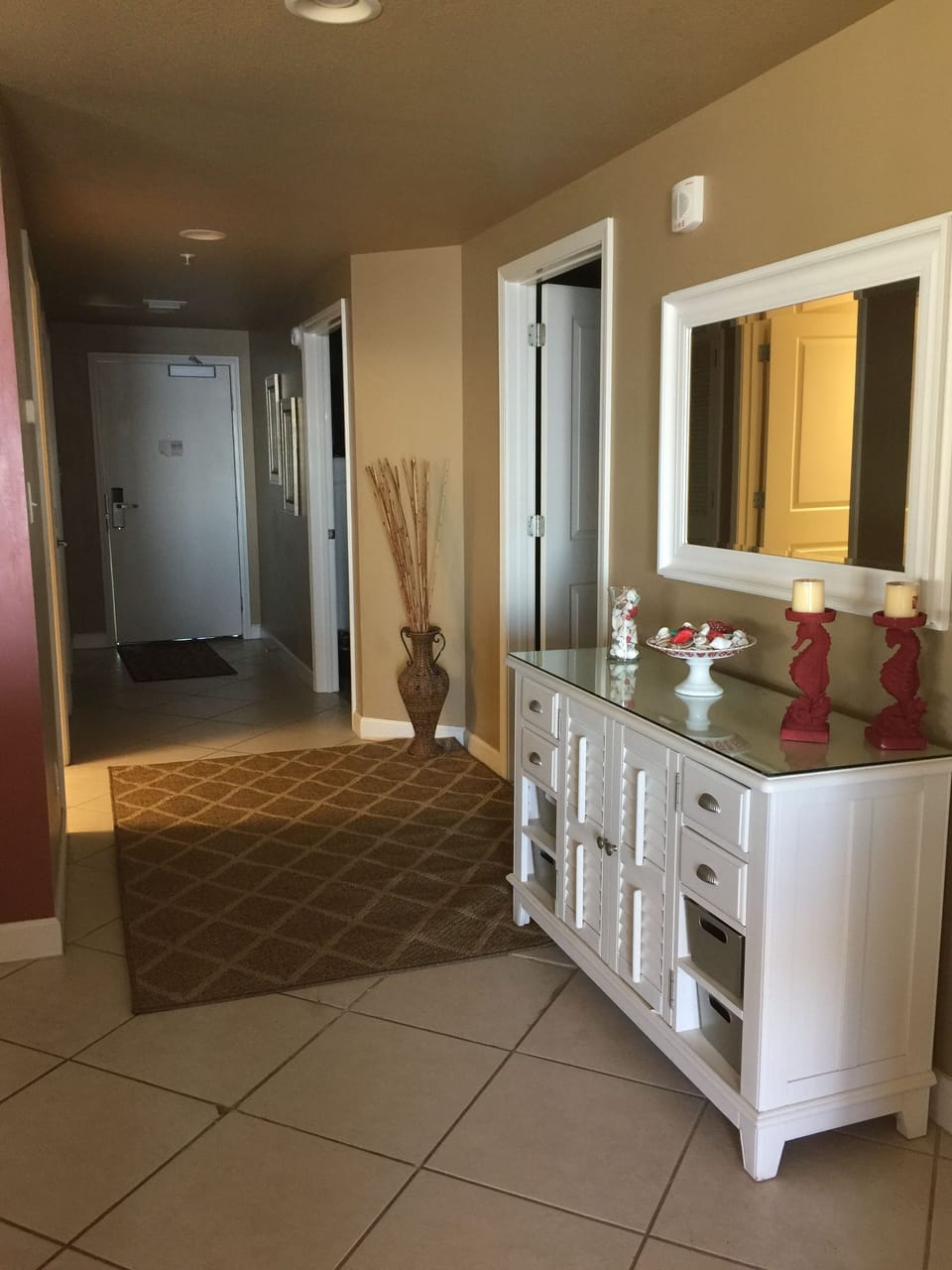 view from great room towards front door into condo