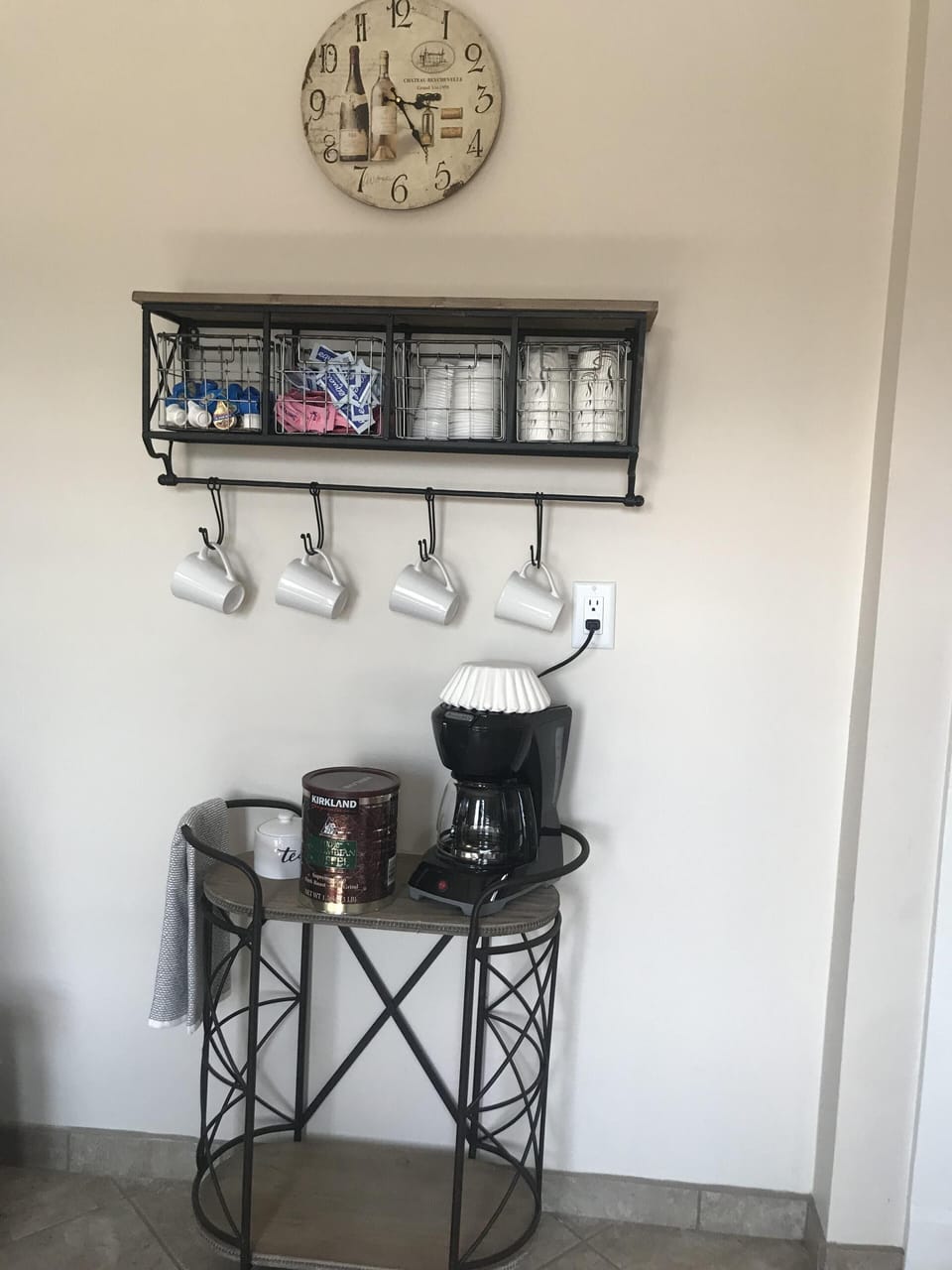 Complimentary coffee and condiments to give you some pep in your step!
