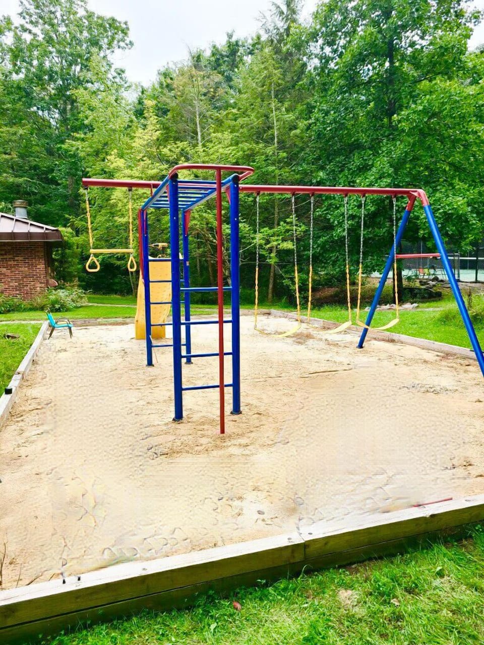 Playset and 600 sqft sand box