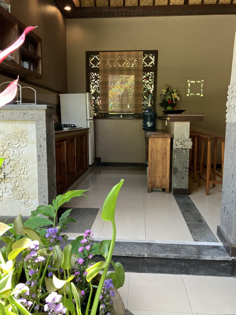 View of the kitchen from the courtyard.