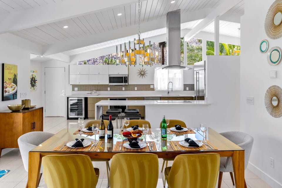 View from the dining room to the kitchen