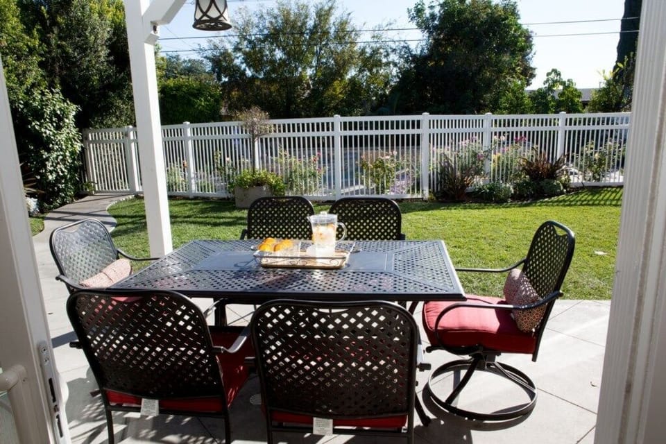 Outdoor Dining with Child Safety Fence around pool