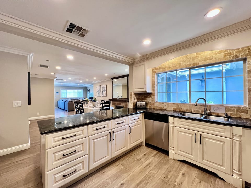 Kitchen view looking into the Dining and Living Room