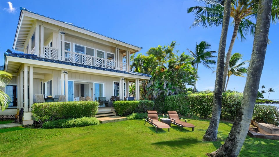 Hale Naia at Baby Beach - Oceanfront Upper & Lower Lanai View - Parrish Kauai