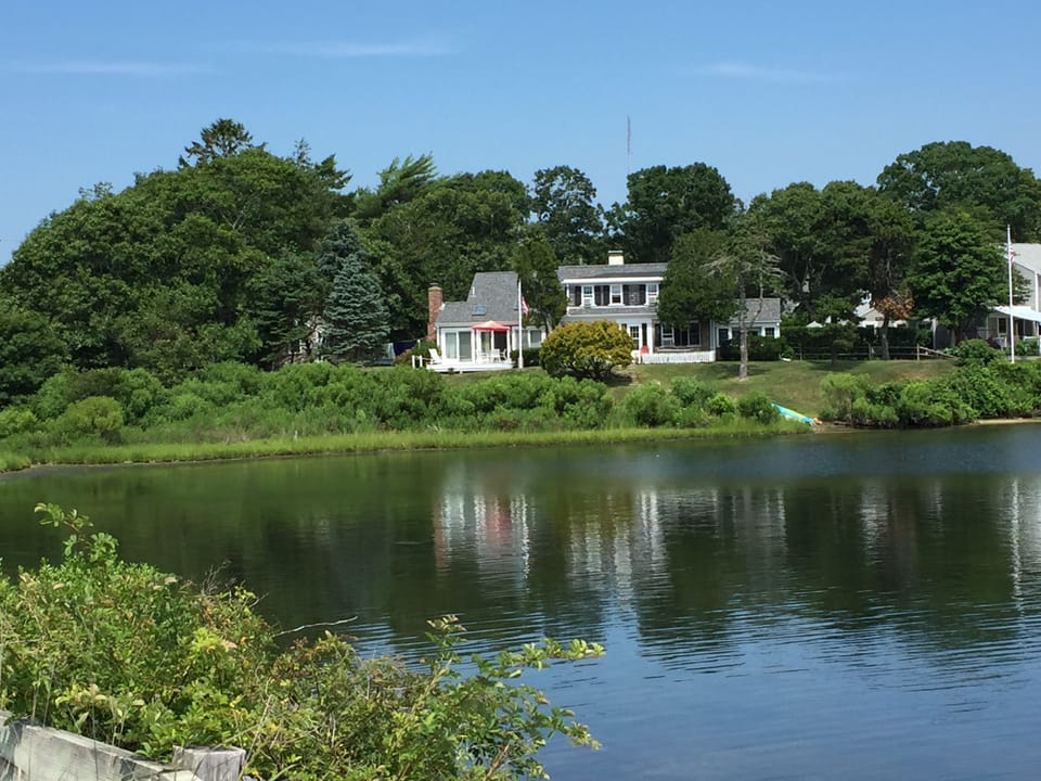 House view across the pond. Walk to Heights Beach.