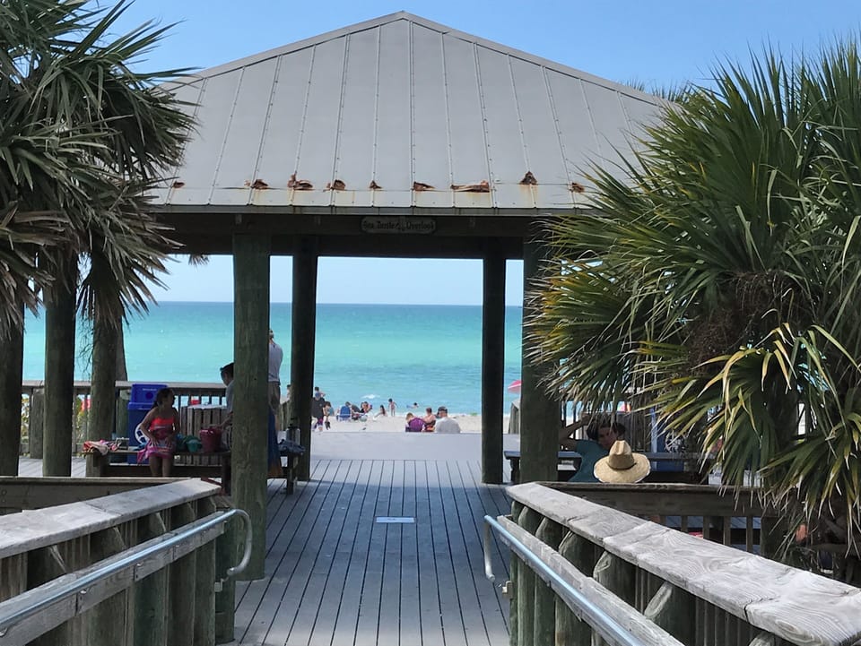 Entrance to Englewood Beach w/ clean rest rooms and showers.many outdoor sports.