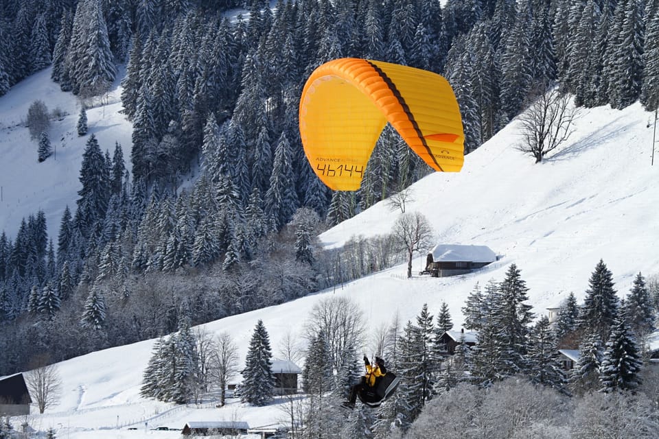 Activité parapente neige hiver Vosges